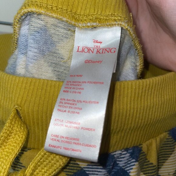 Disney The Lion King Simba Plaid Jogger Pants Yellow Gray Loungewear Size L - Picture 4 of 5